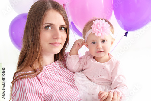 Young mother and cute baby ...