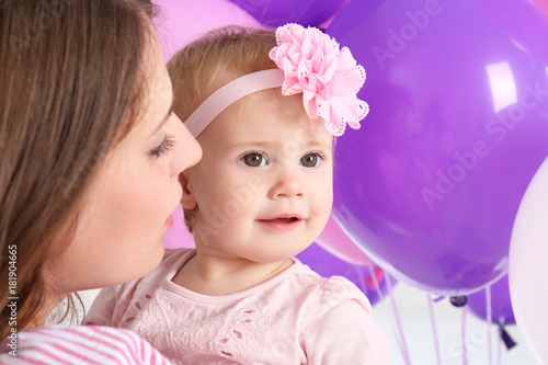 Young mother and cute baby ...