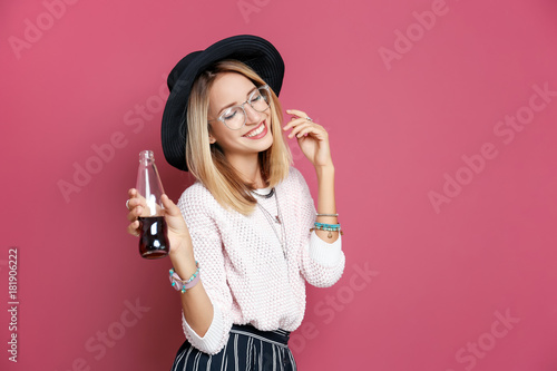 Attractive hipster girl on ...