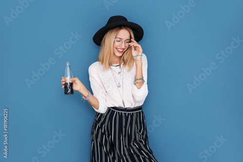 Attractive hipster girl on ...