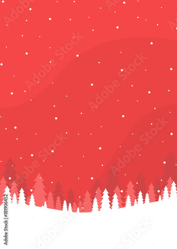 Winter landscape red christmas themed poster