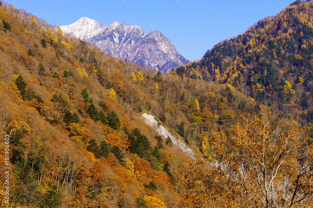 穂高岳と紅葉