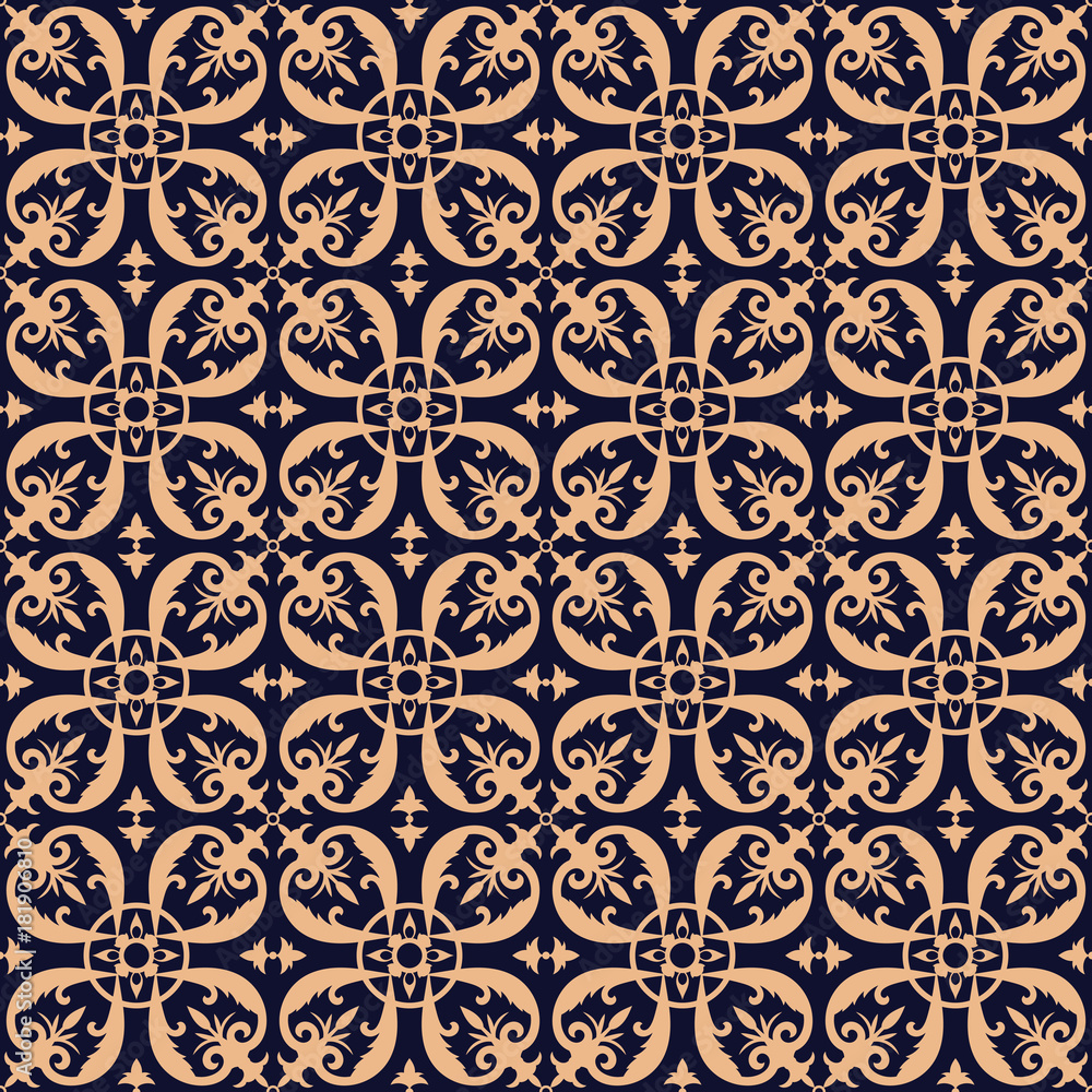 Baroque floral pattern vector seamless. Luxury ornate background texture.  Vintage flower ornament design for wallpaper, fabric swatch, backdrop,  carpet, package, furniture textile. Stock Vector | Adobe Stock