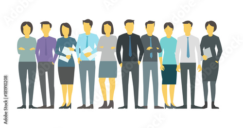 People team student in line group business persona. Stock vector illustration