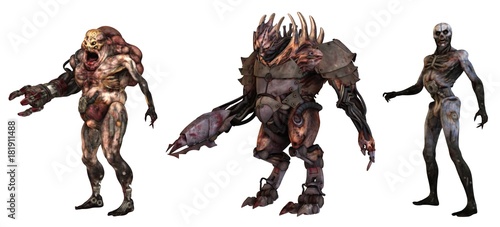 Cyborgs monsters 3d illustration