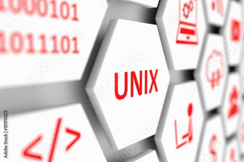 Unix concept cell blurred background 3d illustration