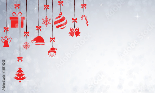 Weihnachtskarte mit hängenden Weihnachtsmotiven - (Rot)