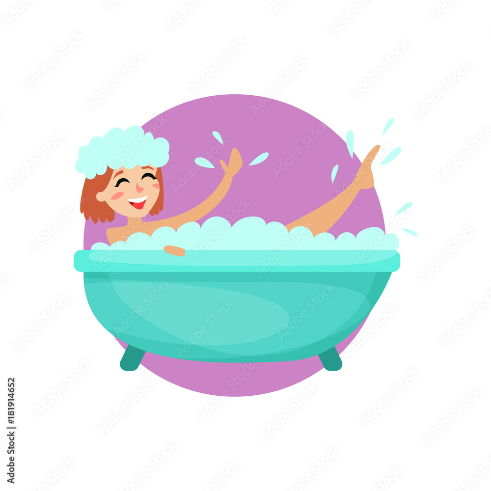 girl-taking-a-bubble-bath-in-a-vintage-bathtub-woman-caring-for