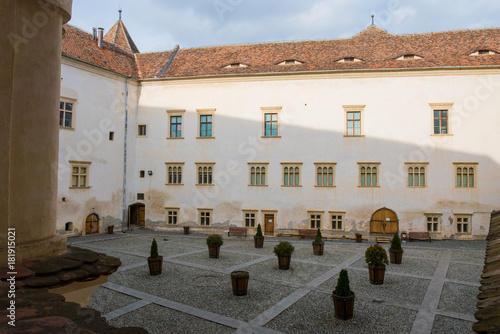 the inner courtyard of the medieval fagarasi fortress photo