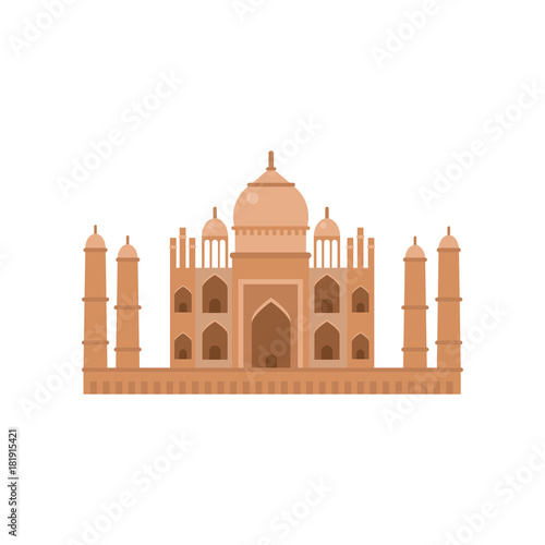 Taj Mahal mausoleum in Agra, famous monument of India vector Illustration