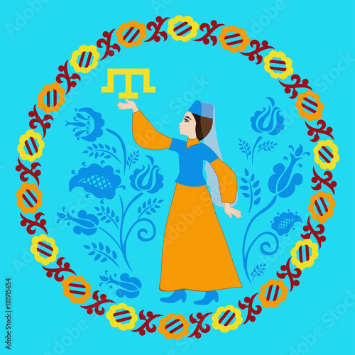 Crimean Tatar girl and tamga