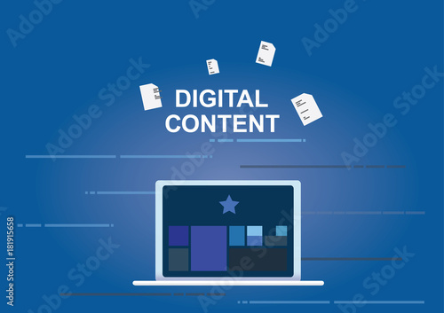 Digital content concept, get rid of paper work with app to organize by laptop
