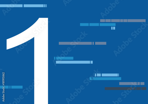 1, one number on 2 tone background