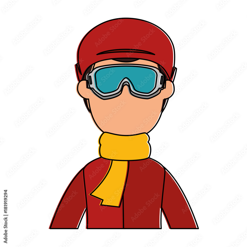 young man with winter clothes vector illustration design