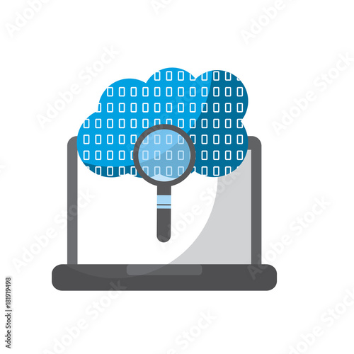 laptop cloud binary search process storage info vector illustration