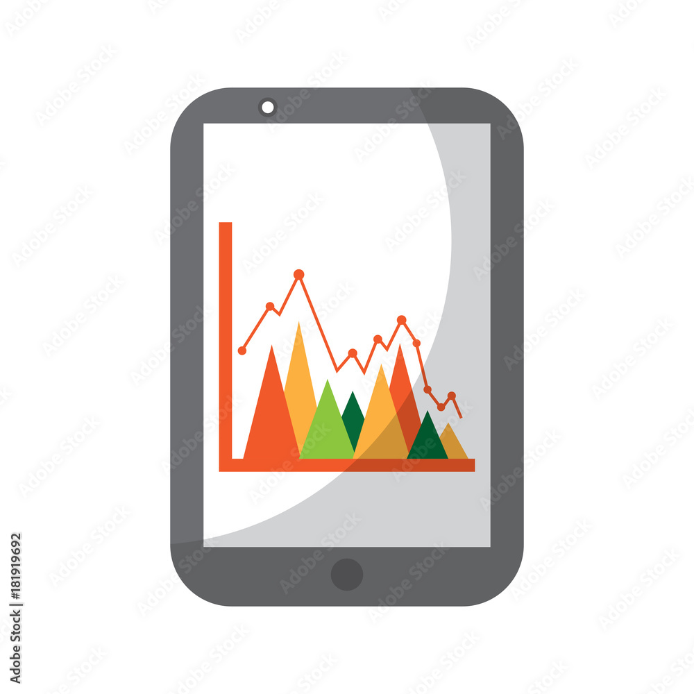mobile business graph chart device technology vector illustration mobile business graph chart device technology vector illustration