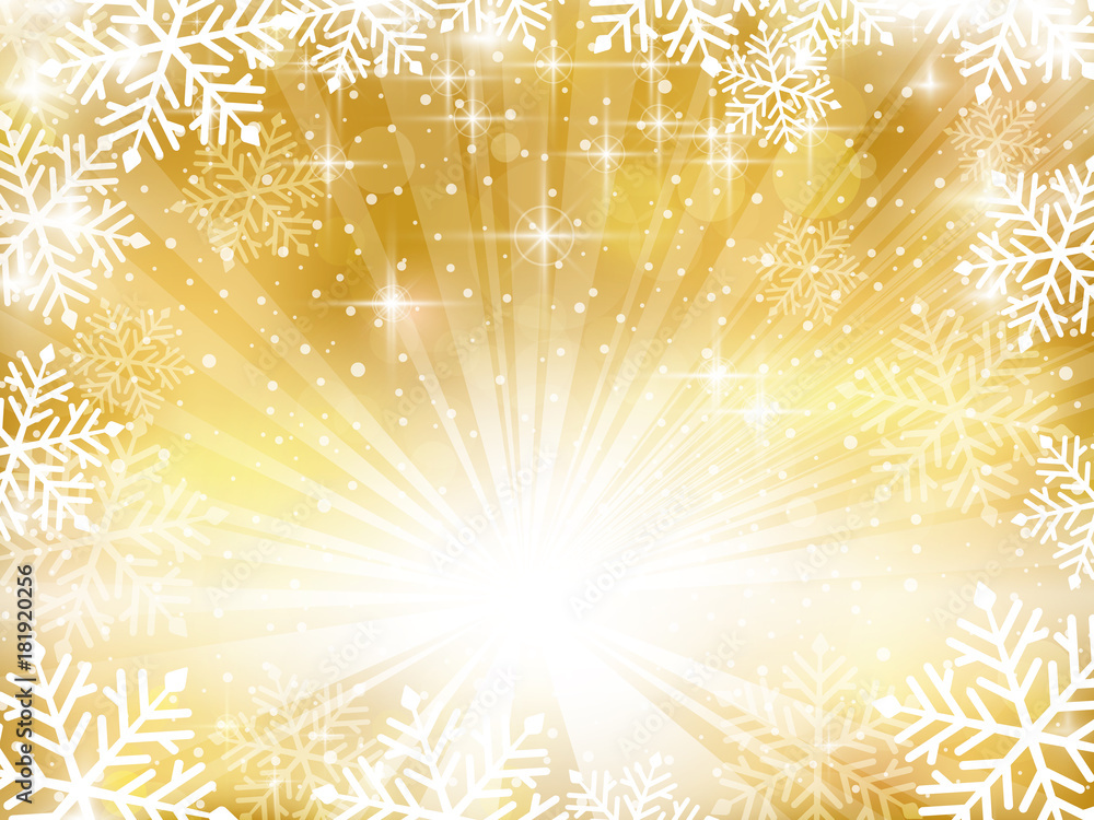 Golden sparkling Christmas background with snowflakes Golden sparkling Christmas background with snowflakes