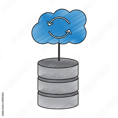 database with cloud storage data center icon image vector illustration design 