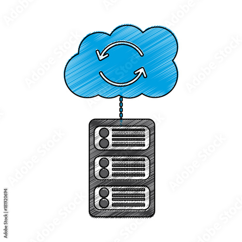 server with cloud storage web hosting icon image vector illustration design 