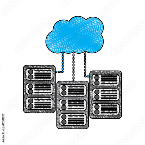 server with cloud storage web hosting icon image vector illustration design 