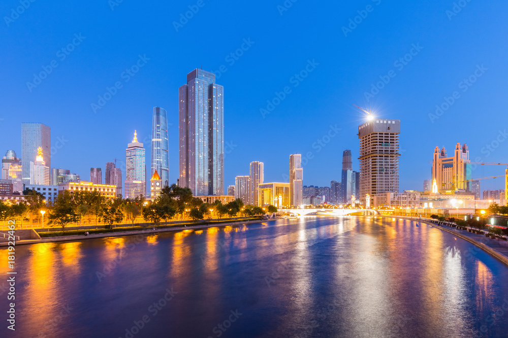 night view of tianjin cityscape