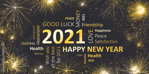 Happy new year 2019 - silvester greeting card with good wishes