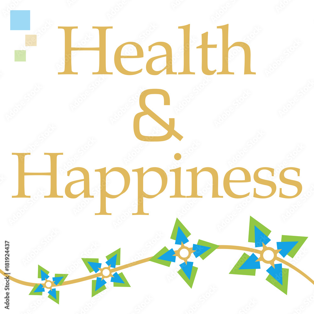 Health And Happiness Green Blue Floral Wave 