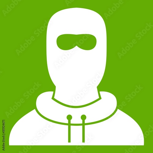 Man in balaclava icon green