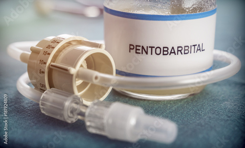  Vial With Pentobarbital Used For Euthanasia And Lethal Inyecion In A Hospital photo