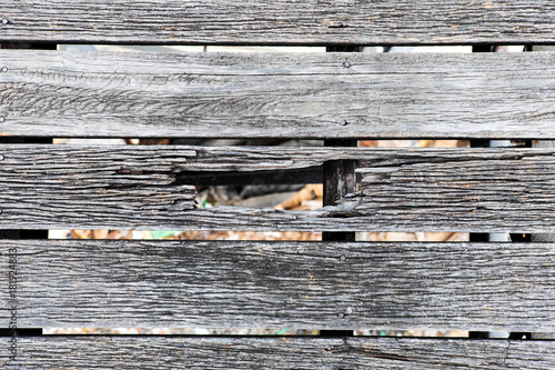 Hole of old wood background