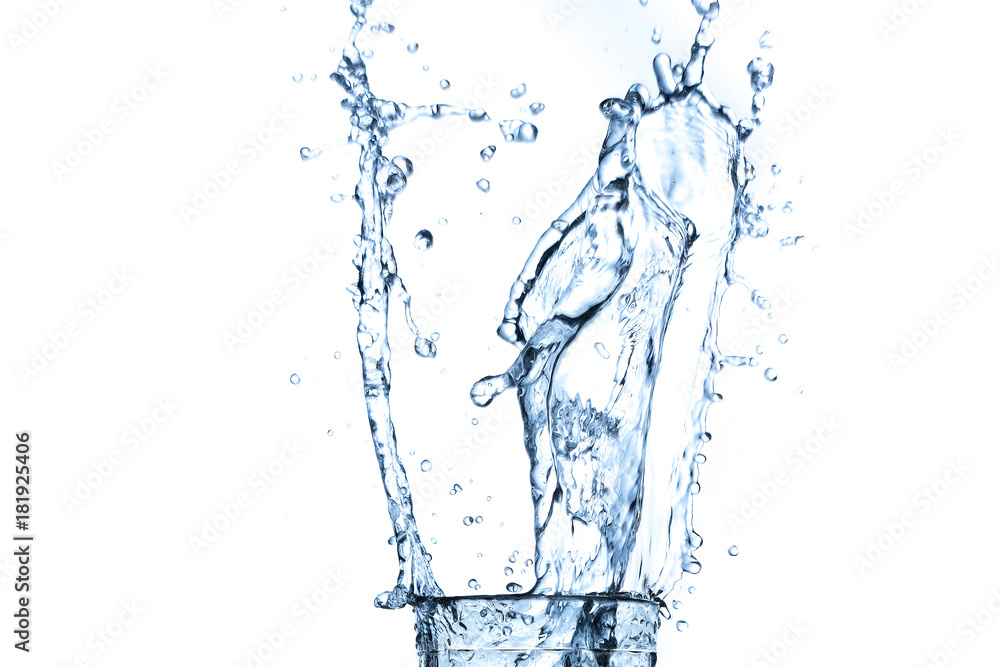 water splash in glass isolated on white background water splash in glass isolated on white background