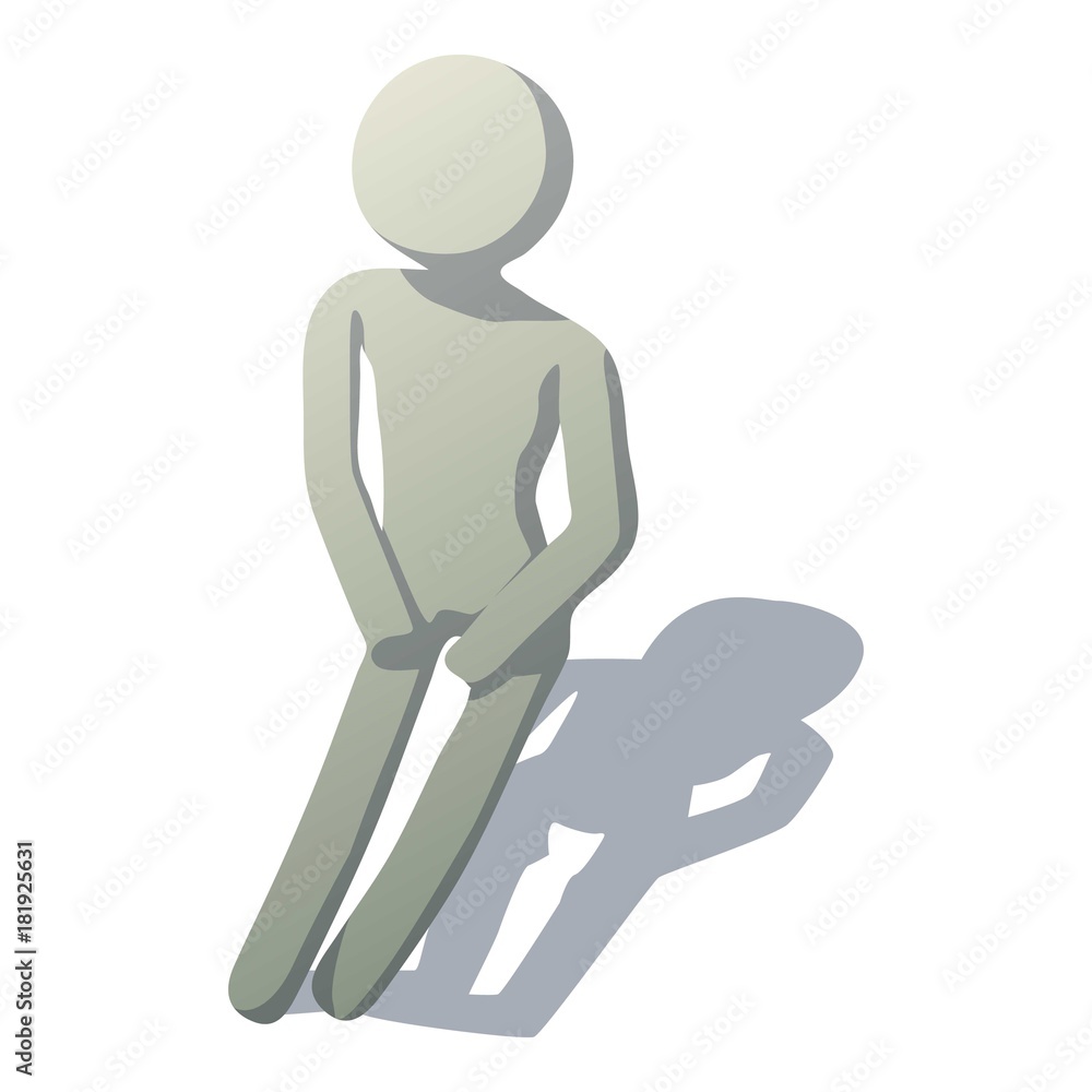 Stick man sit down icon, isometric style Stick man sit down icon, isometric style