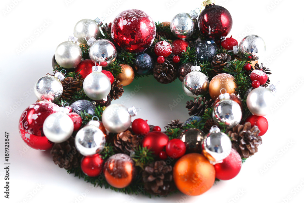Christmas composition with gift box and decorations Christmas composition with gift box and decorations