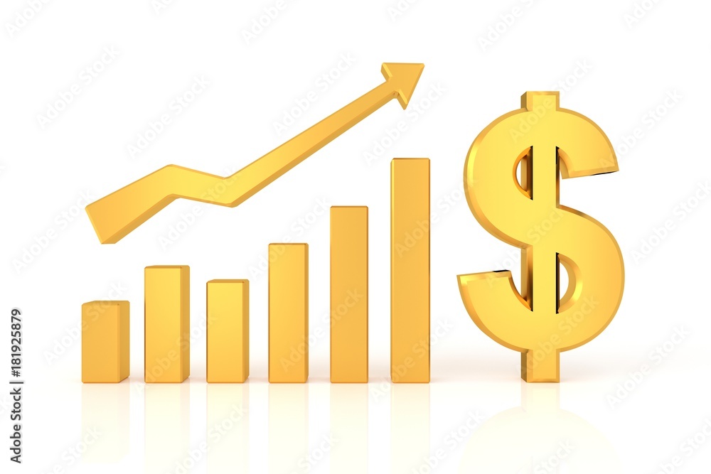 Successful graph with dollar sign. 3D rendering. Successful graph with dollar sign. 3D rendering.