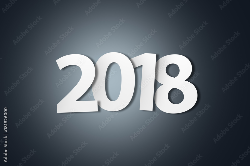 Word of 2018 Written with White Paper Letter Word of 2018 Written with White Paper Letter