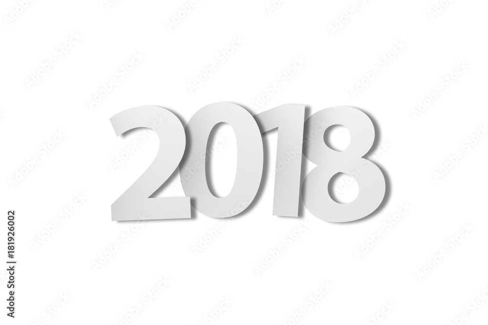 Word of 2018 Written with White Paper Letter Word of 2018 Written with White Paper Letter