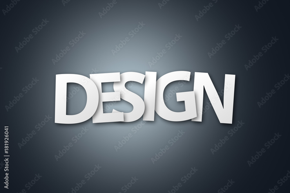 Word of Design Written with White Paper Letter Word of Design Written with White Paper Letter