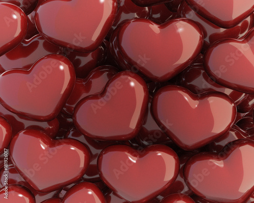 3D rendering of red hearts background for valentines day