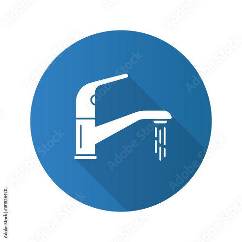 Faucet flat design long shadow glyph icon