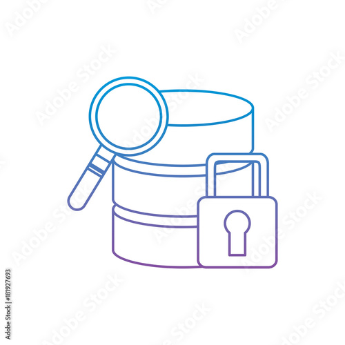 data base server security magnifier search hosting system vector illustration