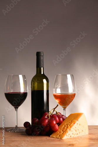 bottle of wine and glass on the table