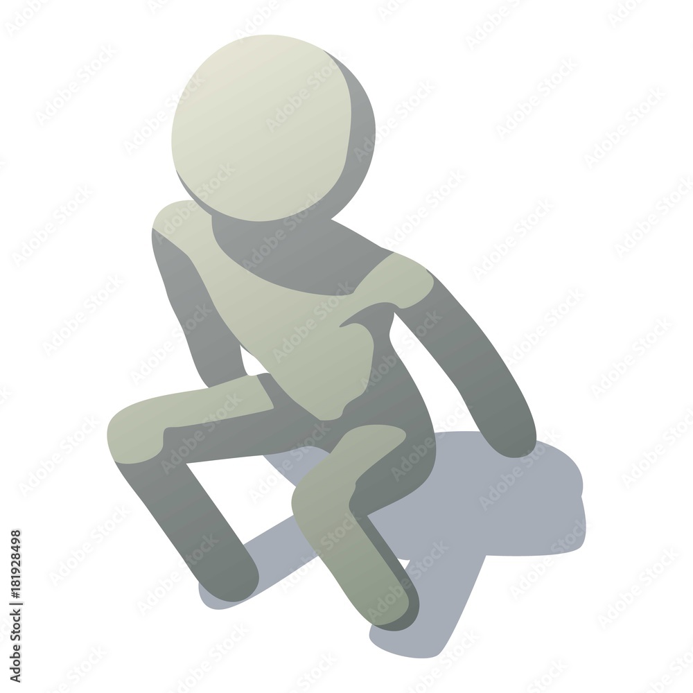 Stick man shitting icon, isometric style Stick man shitting icon, isometric style