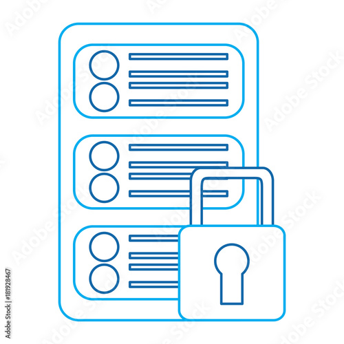 server security safety lock web hosting icon image vector illustration design  blue line