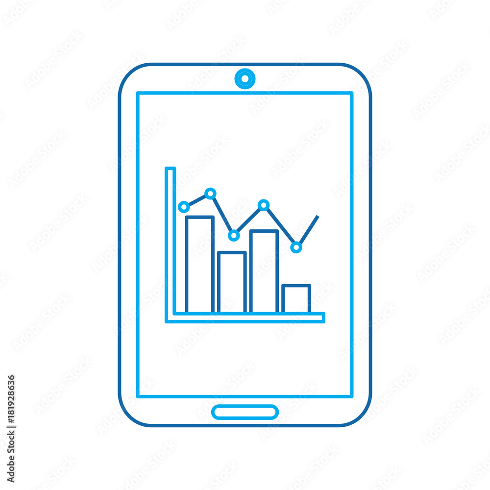 graph chart on cellphone screen icon image vector illustration design blue line graph chart on cellphone screen icon image vector illustration design blue line