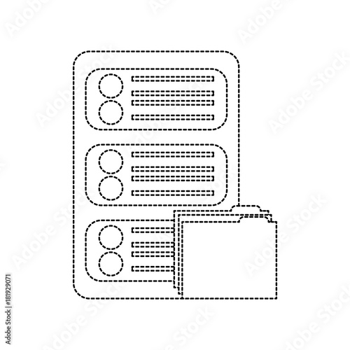 server with file folder web hosting icon image vector illustration design  black dotted line