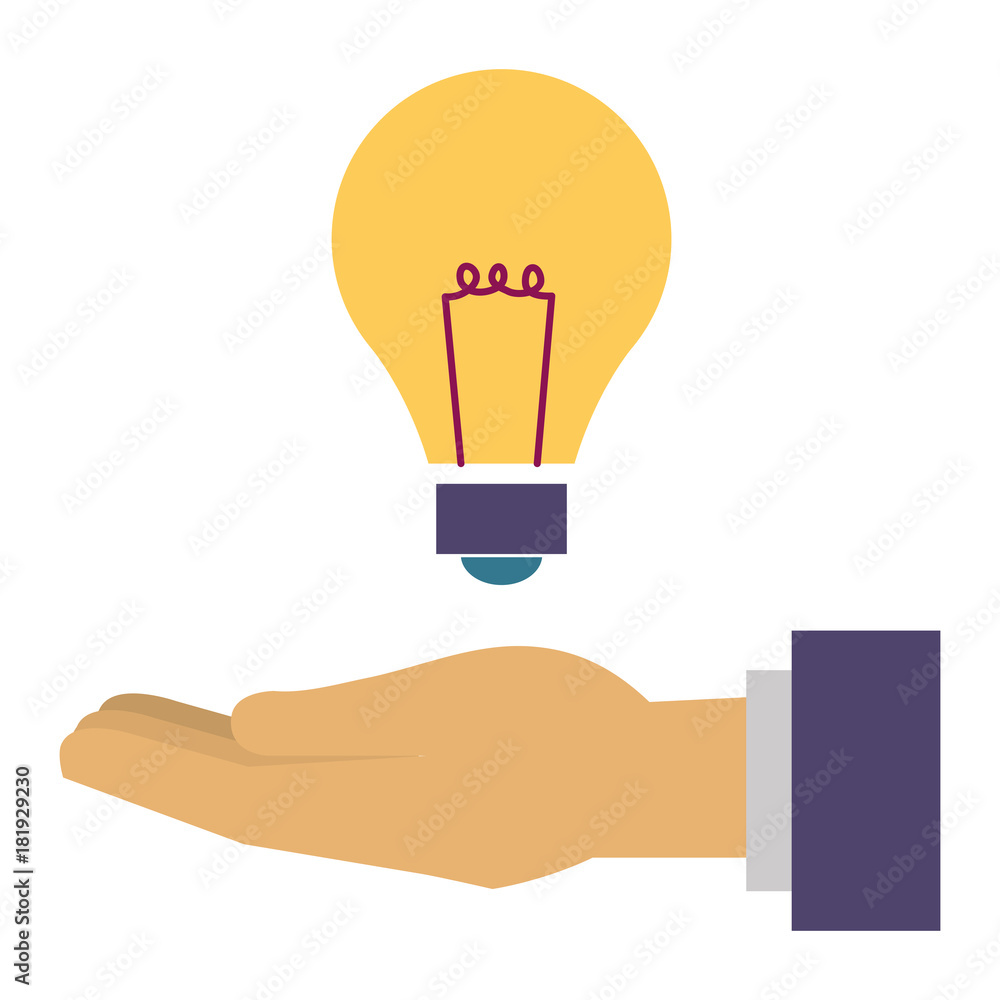 hand human with bulb light vector illustration design hand human with bulb light vector illustration design
