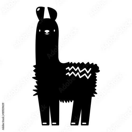 Llama icon, simple black style