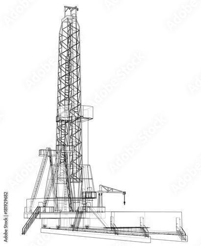 Oil rig. Detailed vector illustration