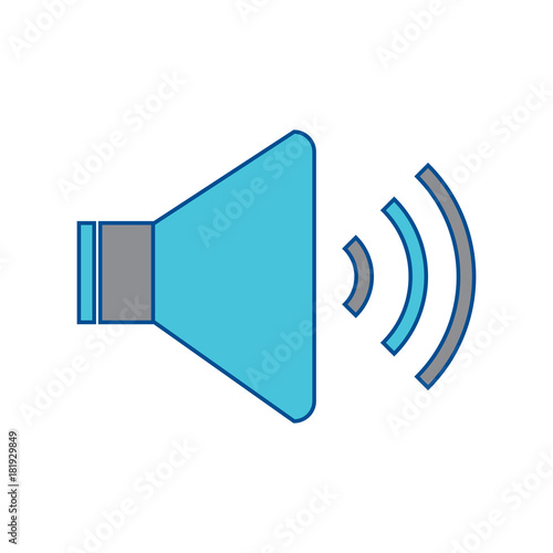 speaker sound on icon image vector illustration design grey and blue