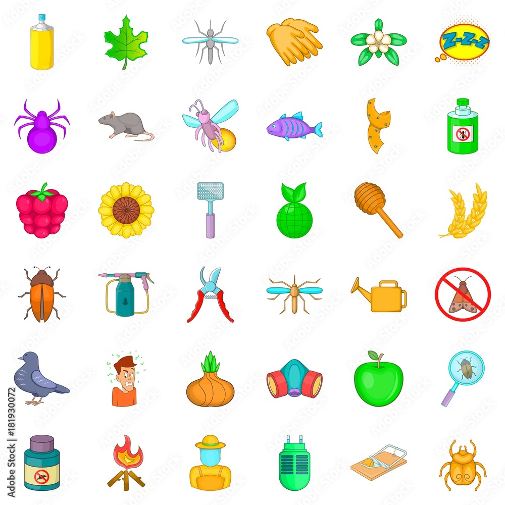 Beekeeper icons set, cartoon style Beekeeper icons set, cartoon style